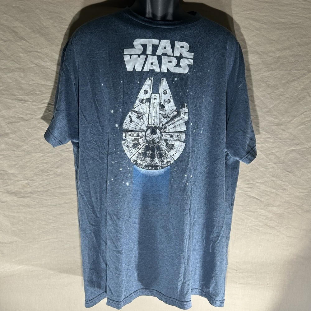 Star Wars Millennium Falcon Graphic T-Shirt Dark Heather Blue 2XL